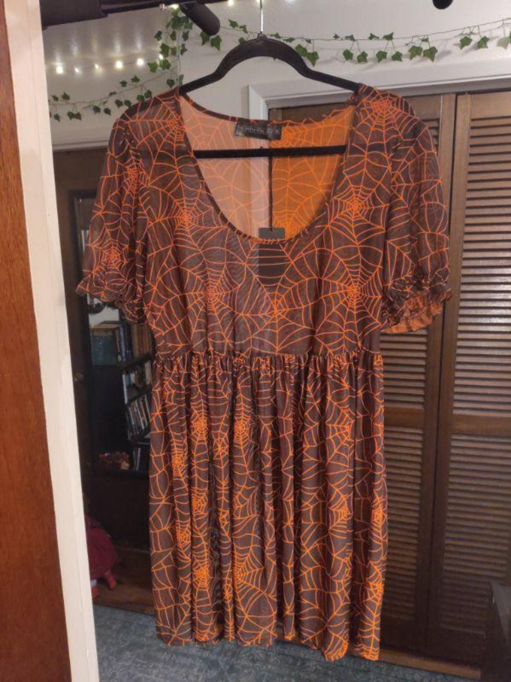 Foxblood Cobweb Mesh Babydoll Dress XL NWT